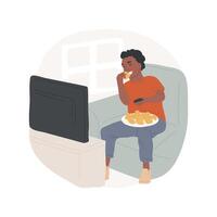 Snacking in front of tv isolated cartoon illustration. vector
