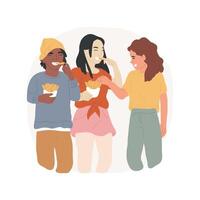 Snacking on the way isolated cartoon illustration. vector