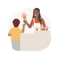 Working in a cafe isolated cartoon illustration. vector