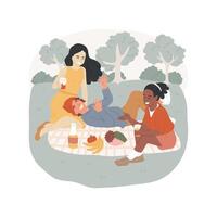 Having picnic isolated cartoon illustration. vector