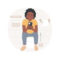 Using phone everywhere isolated cartoon illustration. vector