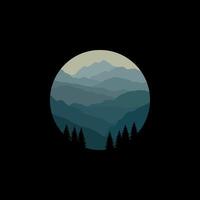nature mountains illustration in circle design. vector