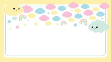 A cute cloud and rainbow border with a space for text vector