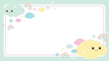A cute cloud and rainbow border with a space for text vector