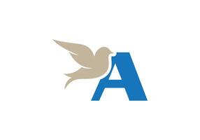 letter A and bird added icon design vector