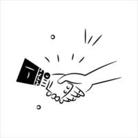 A handshake representing the collaboration between humans and artificial intelligence technology vector