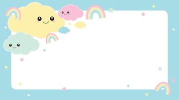 A cute cloud and rainbow border with a space for text vector