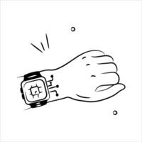 A smartwatch with a chip, symbolizing wearable AI technology for daily use vector
