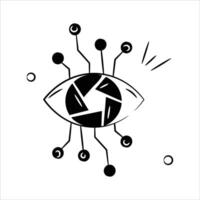 An abstract eye with nodes representing machine learning and AI powered vision vector