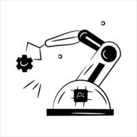 A robotic arm in action, symbolizing automated manufacturing and industrial vector