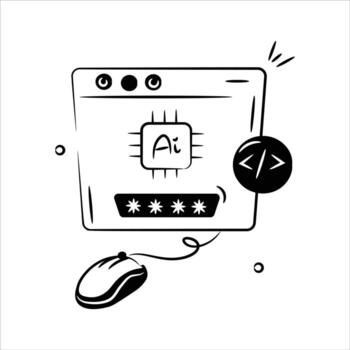 A computer screen with code, representing AI development and programming in technology vector