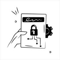 A lock on a tablet, symbolizing artificial intelligence enhancing digital security vector