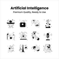Get this amazing artificial intelligence icons set in modern style vector