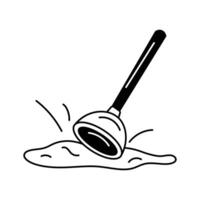 Hand drawn icon of plunger, easy to use vector