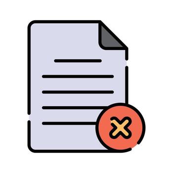 Cross sign with page denoting concept icon of delete page in modern style vector