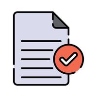 A document icon with a check mark symbol, indicating approval vector