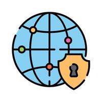 A secure network icon symbolizes protected connectivity and cybersecurity measures vector