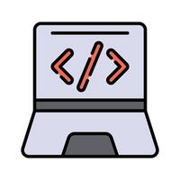 A laptop with coding brackets, representing programming or development vector