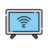 A television screen with a Wi-Fi symbol, representing wireless streaming vector