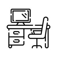 An office desk with a computer setup, symbolizing workspace or workstation vector
