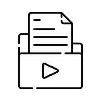 A folder with documents and a play button, indicating media files vector