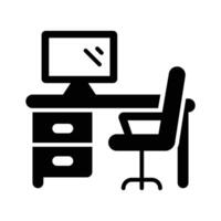 An office desk with a computer setup, symbolizing workspace or workstation vector
