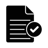 A document icon with a check mark symbol, indicating approval vector