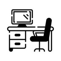 An office desk with a computer setup, symbolizing workspace or workstation vector