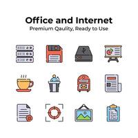 Office and internet icons collection in trendy design style vector