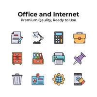 Take a look at this amazing icons of office and internet in modern style vector