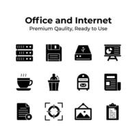 Office and internet icons collection in trendy design style vector