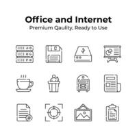 Office and internet icons collection in trendy design style vector