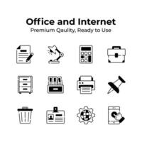 Take a look at this amazing icons of office and internet in modern style vector