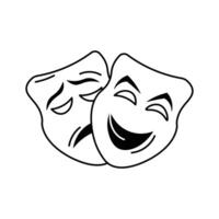 Hand drawn icon of sad and happy face masks vector