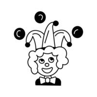 Use this funny joker clown icon for entertainment and playing designs vector