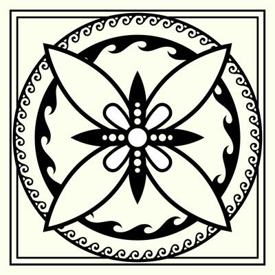 Stencil for ceramic tiles. Square. Classic Greek, Roman Empire Design Template. Tile stencil pattern. Monochrome pattern. Abstract vintage print for printing of walls, floors, ceiling, ceramic tiles