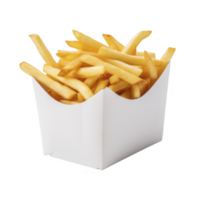 French Fries in white paper box on transparent background png