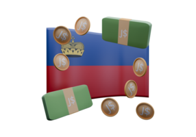 Shiny 3D render illustration of Liechtenstein flag and currency called Franc png