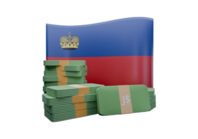 Shapely 3D render illustration of Liechtenstein flag and currency called Franc png