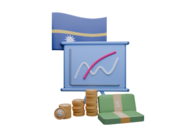 Sumptuous 3D render illustration of Nauru flag and currency called Dollar png