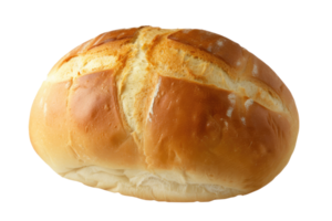 Freshly baked artisan bread displayed on a rustic cloth with wheat ears in a cozy kitchen setting png