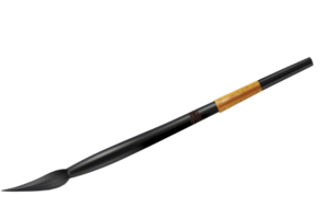 A close-up view of an artist's brush with a finely tapered bristle, perfect for intricate painting techniques and located against a neutral background png