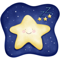 a cartoon star with a smile and sleeping png