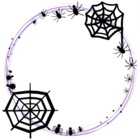 Halloween border circle frame with spider and web isolated on transparent background png