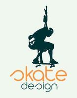Silhouette of a skater executing a hand. Art edited for prints on shirts and etc... vector