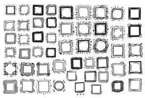 Handdrawn set of square scribbles frame. Doodle line empty frames. illustration vector
