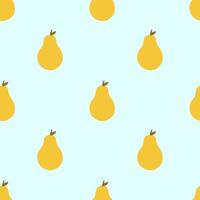 Seamless pattern with whole pear fresh fruit. Flat illustrations isolated on blue background vector