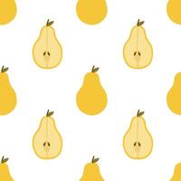 Seamless pattern with whole pear fresh fruit. Flat illustrations isolated on white background vector