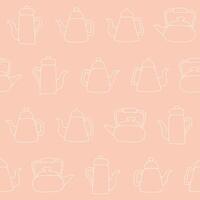 Outline Collection of Teapot Seamless Pattern illustration Design vector