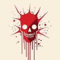 Vintage Horror Art Red Skull with Blood Drops vector